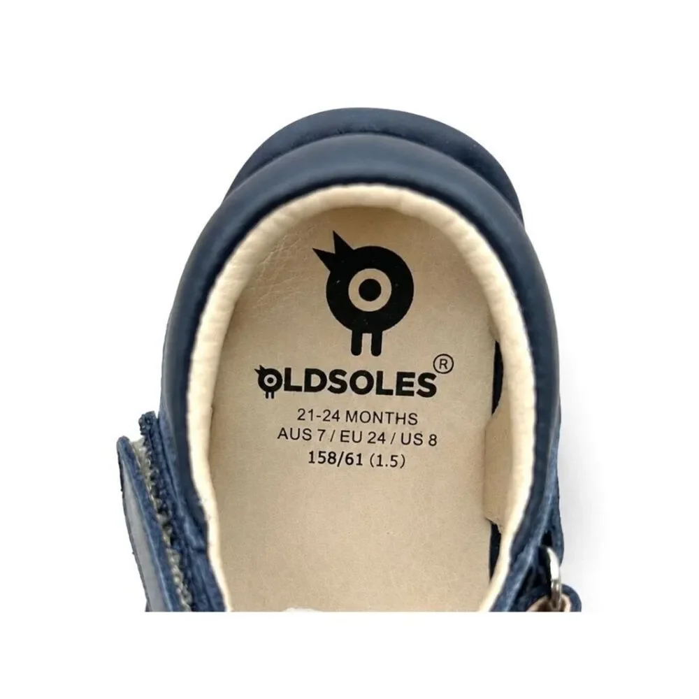 Toddler Boys Closed Toe Sandals Size 8 Navy Leather Water Shoes Hook Loop EU 24